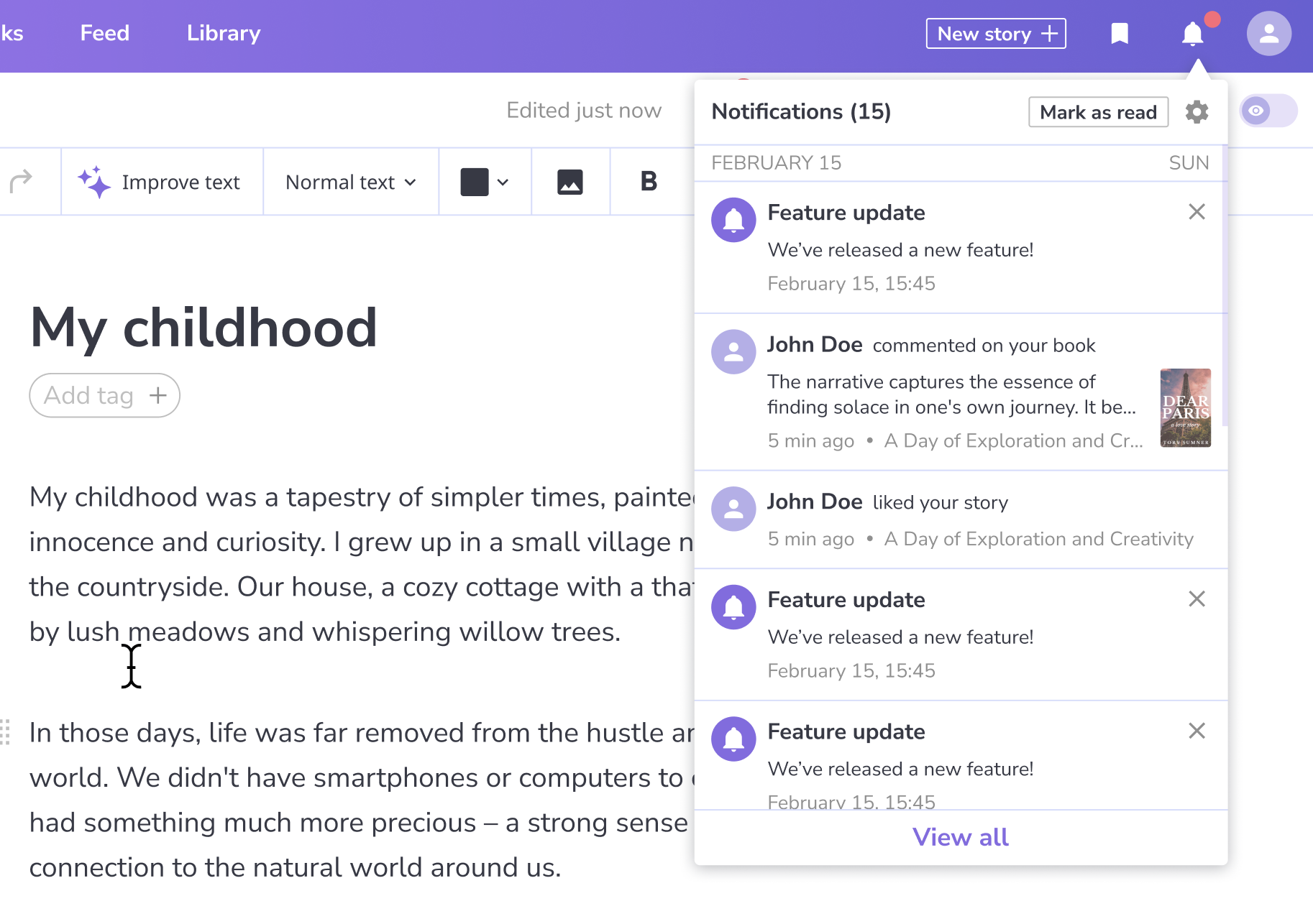 Notifications guide memory hive